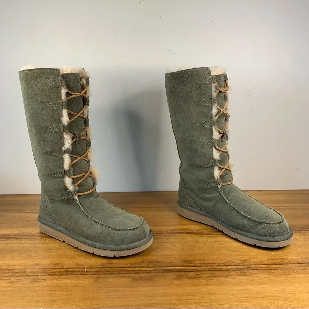 UGG Whitley Olive Green Tall Shearling Boot Size 6 - Picture 4 of 10